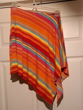 Cover Me-Asymmetric Multi-Stripe Orange Women's Skirt Beach Cover Up